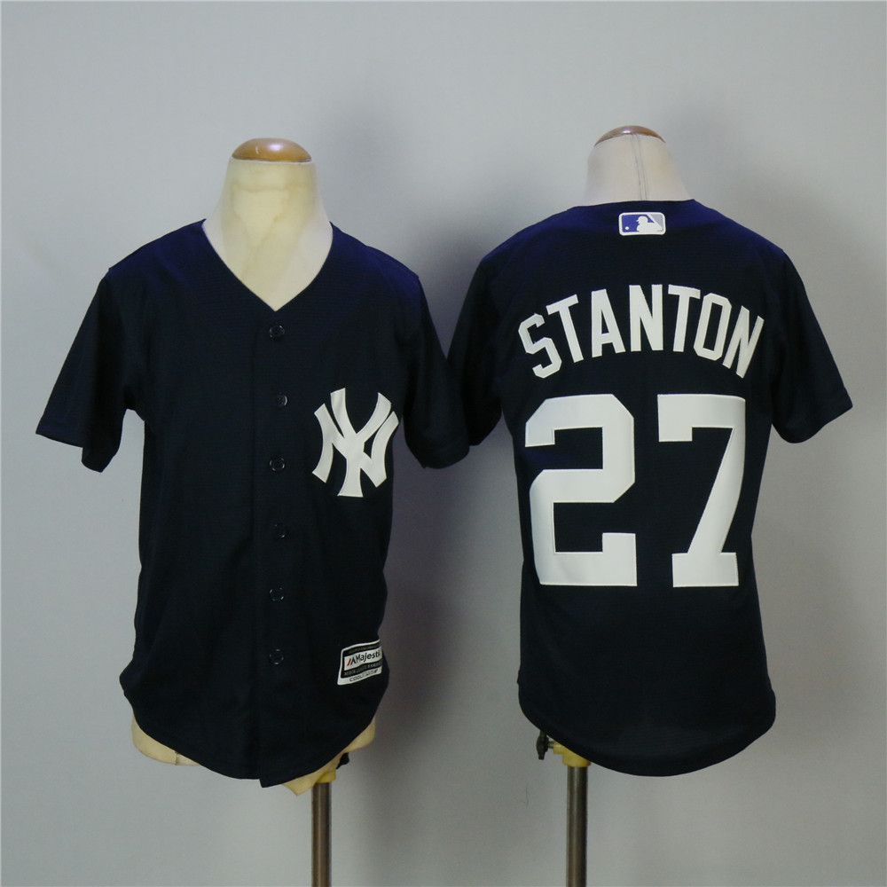 Youth New York Yankees 27 Stanton Blue MLB Jerseys